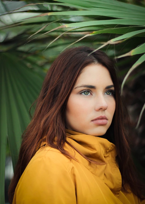 the portrait of willow in a yellow jacket